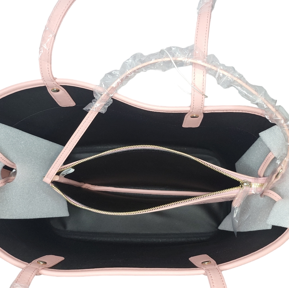 🔥SOLD🔥 🆕️🪷MCM🪷 MDSoft Pink Aren Shopper Tote Bag w/ Matching Pouch Clutch - Picture 14 of 17